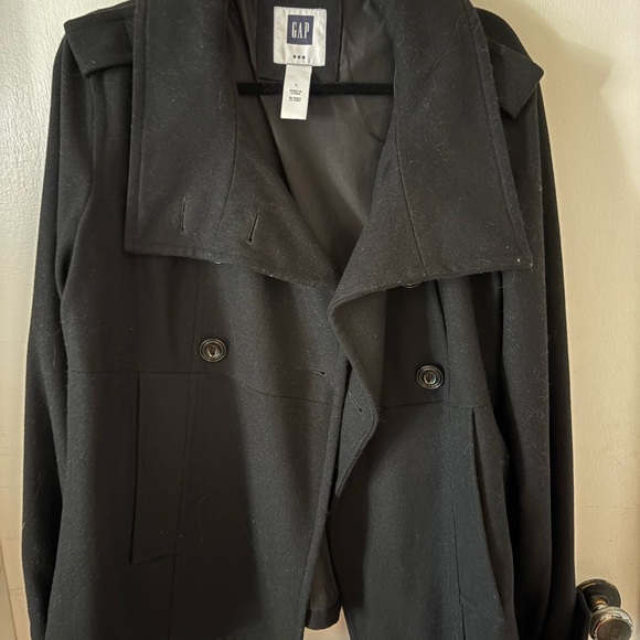 GAP Women's Black Double-Breasted Wool Coat - Picture 2 of 9